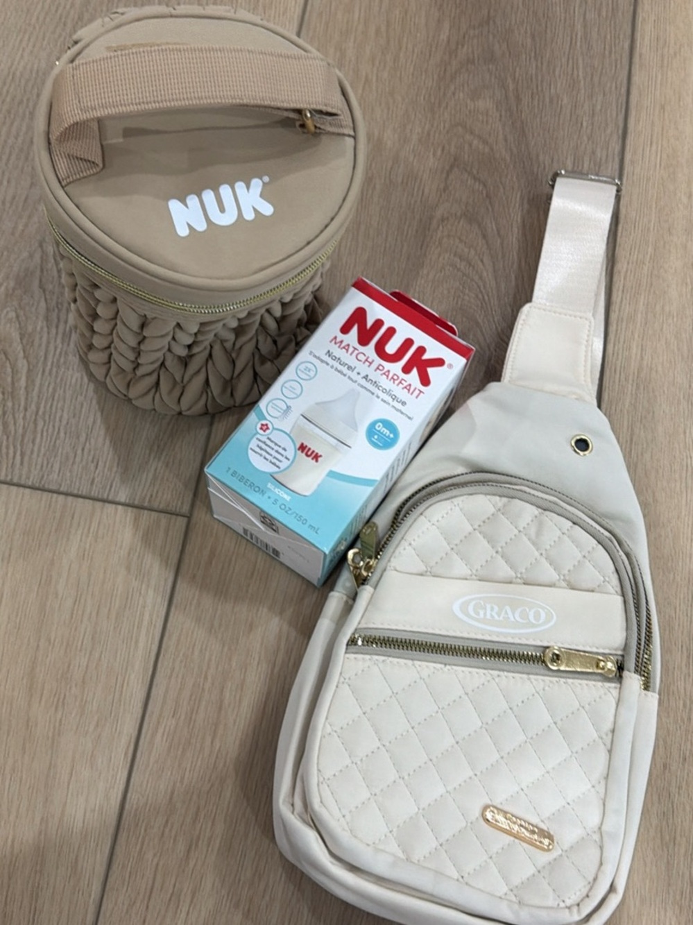 Graco Cream Quilted Sling Bag for Kids